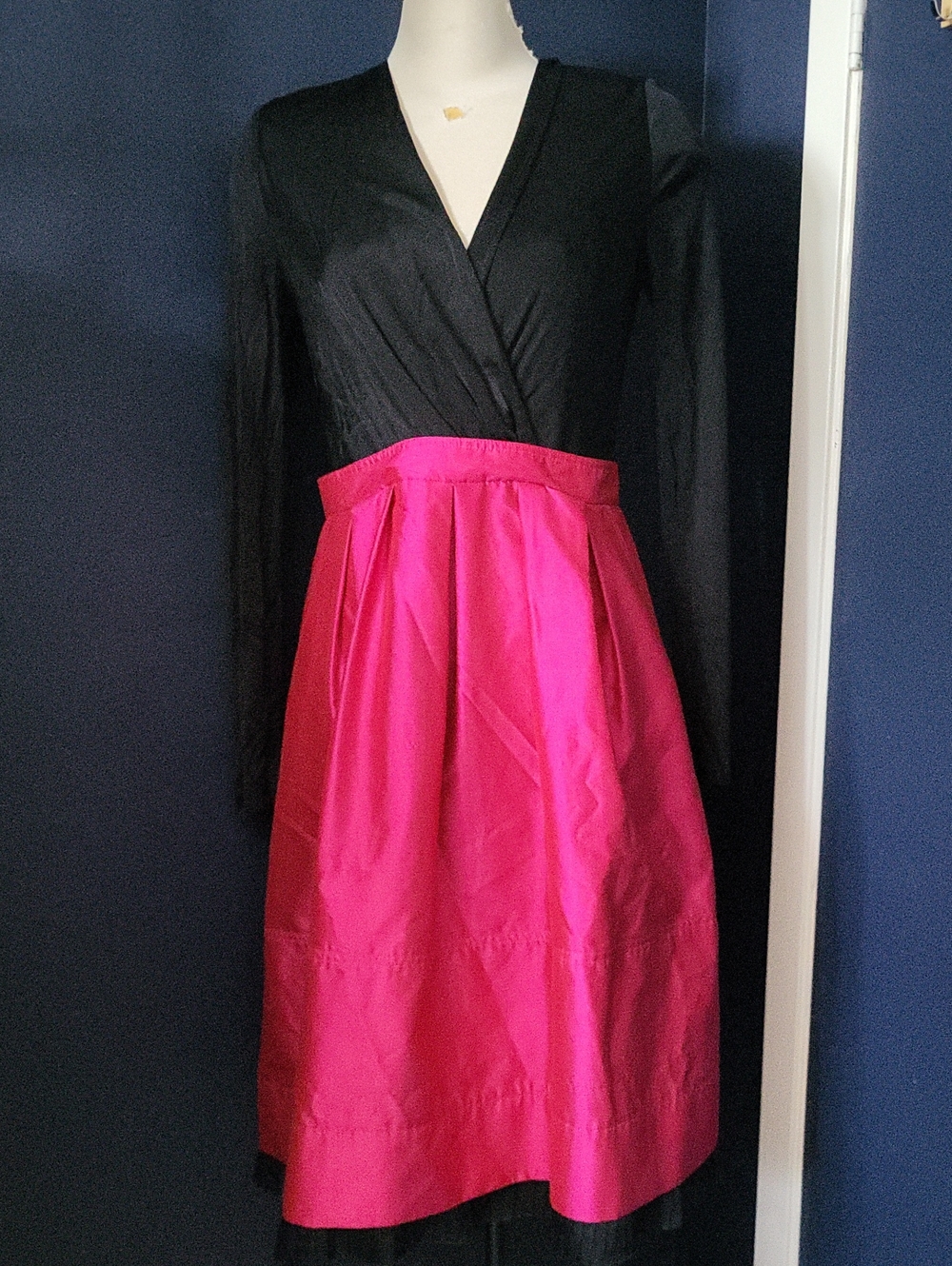Ross Mayer Pink And Black Silk Dress